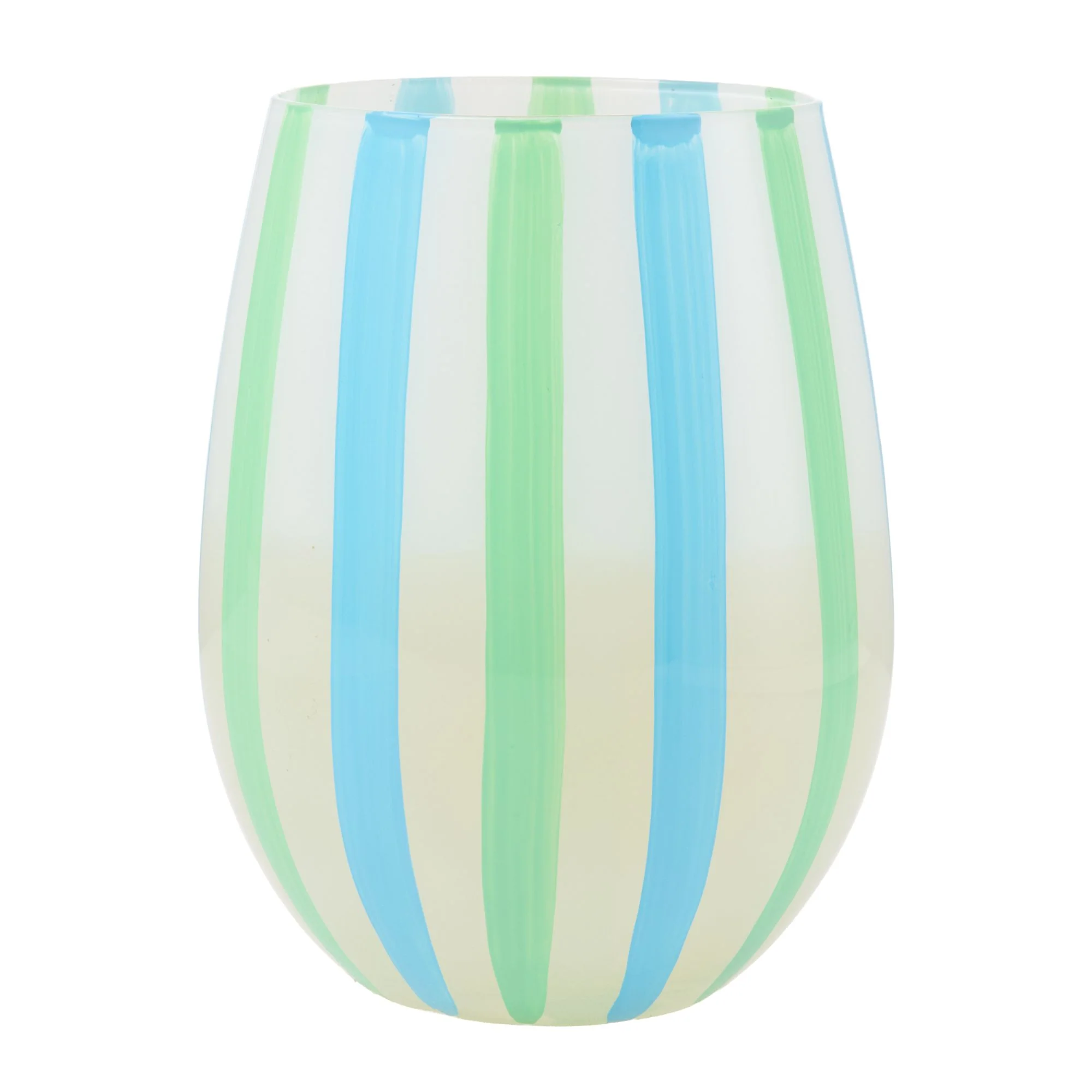 Blue and Green Striped Stemless Glass - Image 2