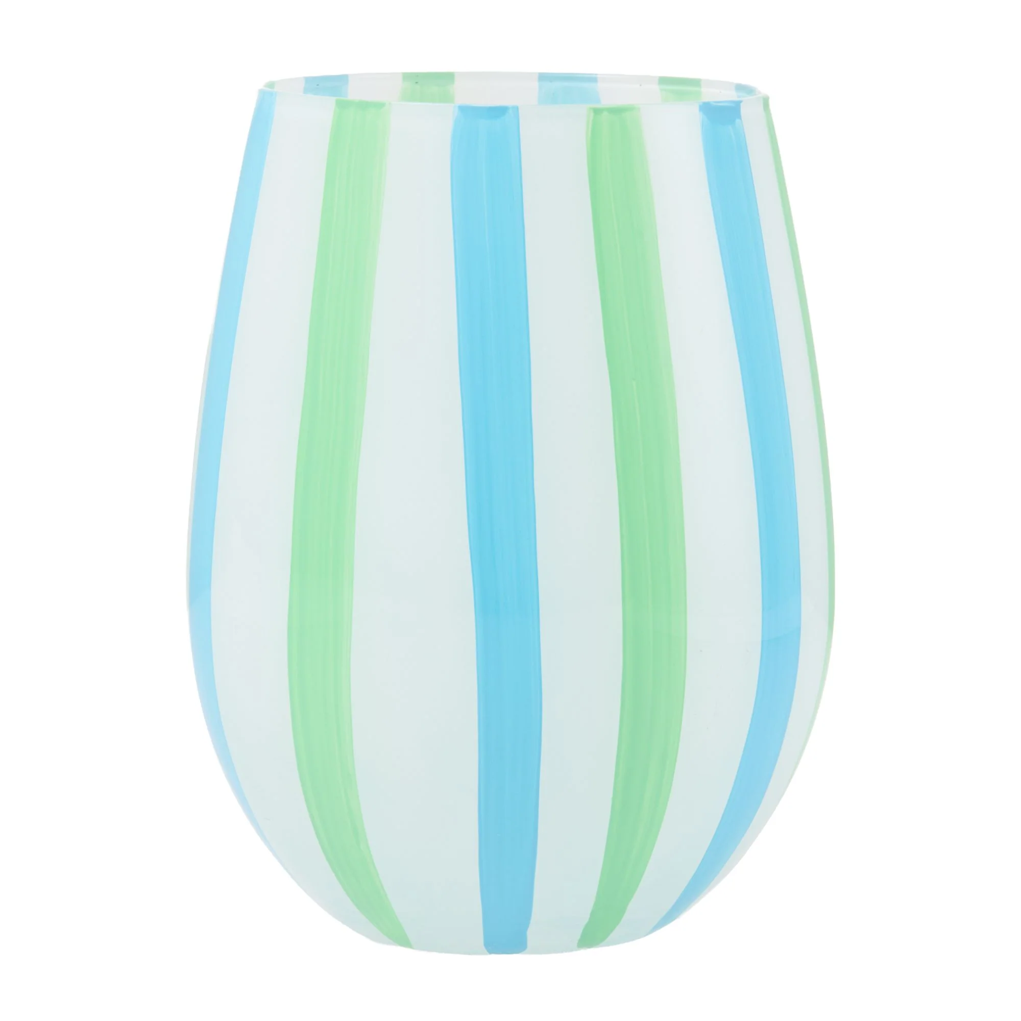 Blue and Green Striped Stemless Glass - Image 3