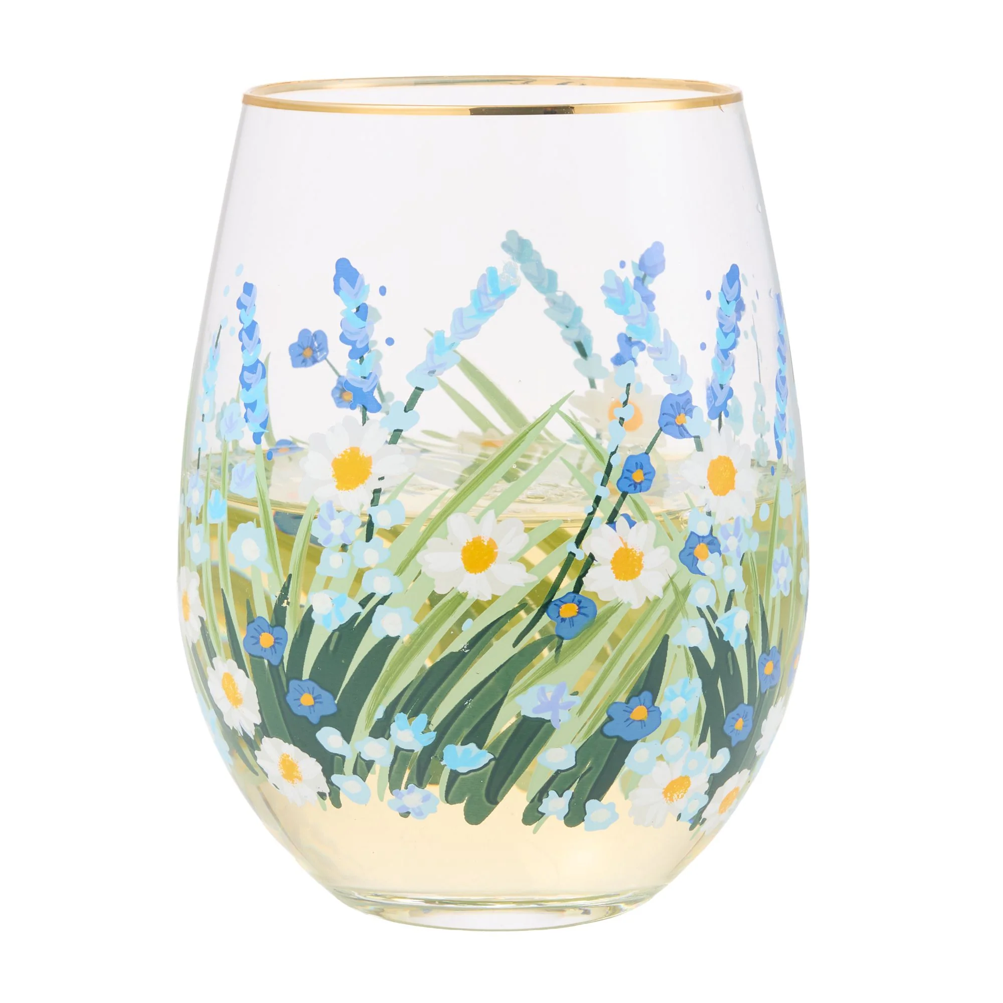 Blue Flower Stemless Glass - Image 2