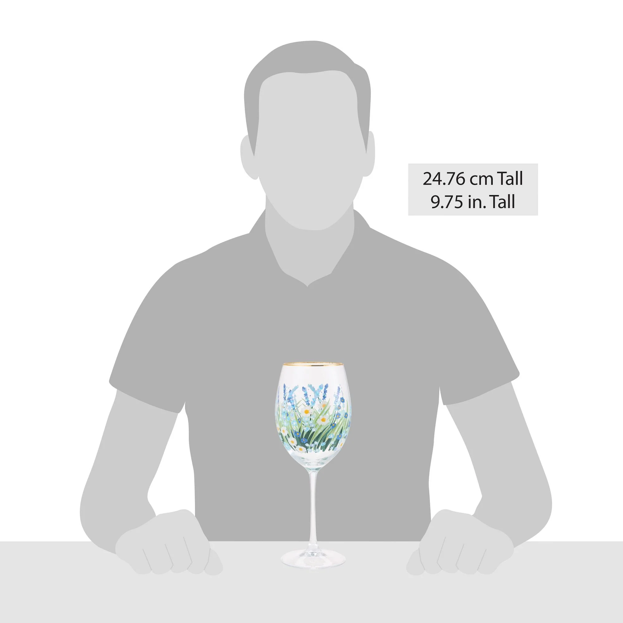 Blue Flower Wine Glass - Image 6