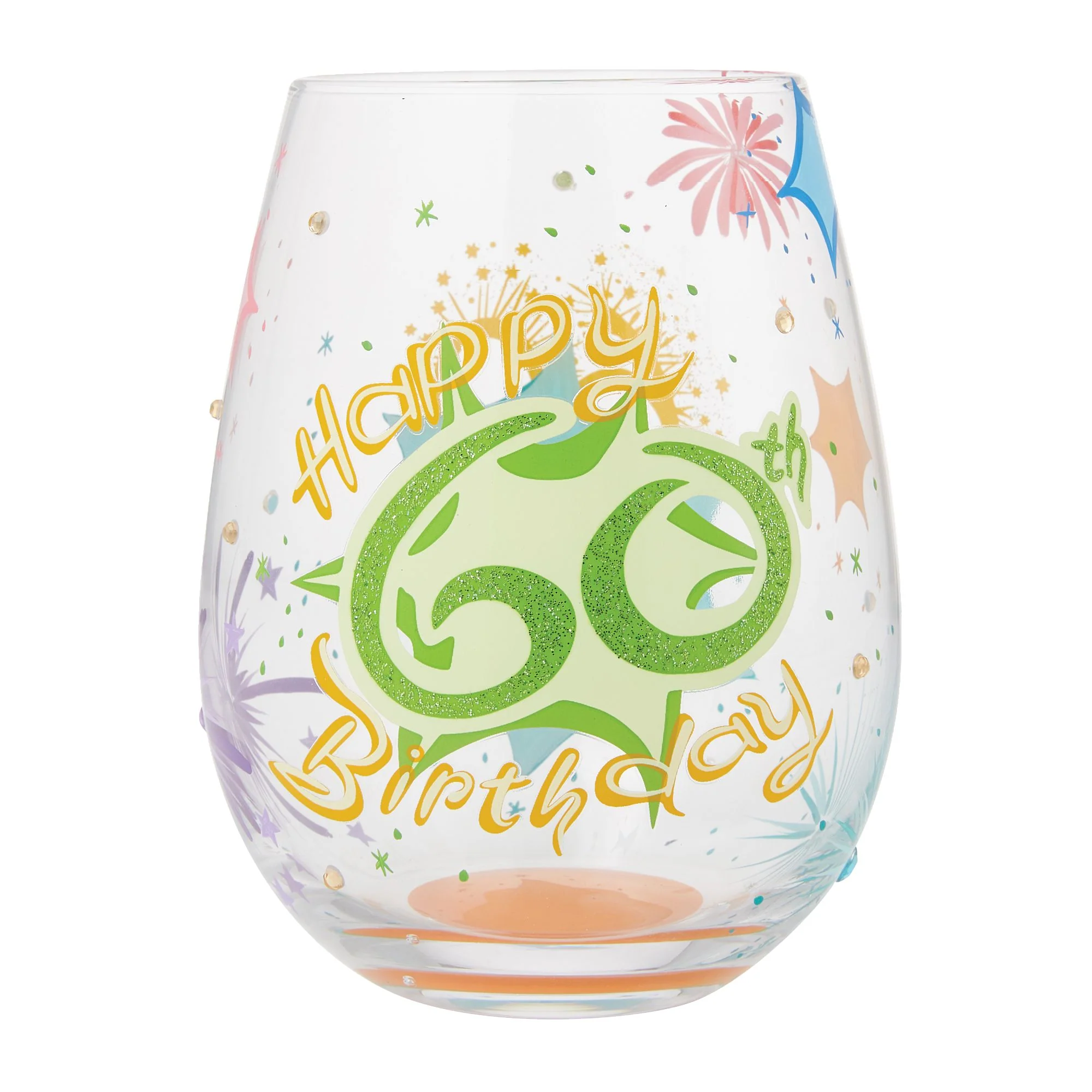Happy 60th Birthday Stemless Wine Glass by Lolita