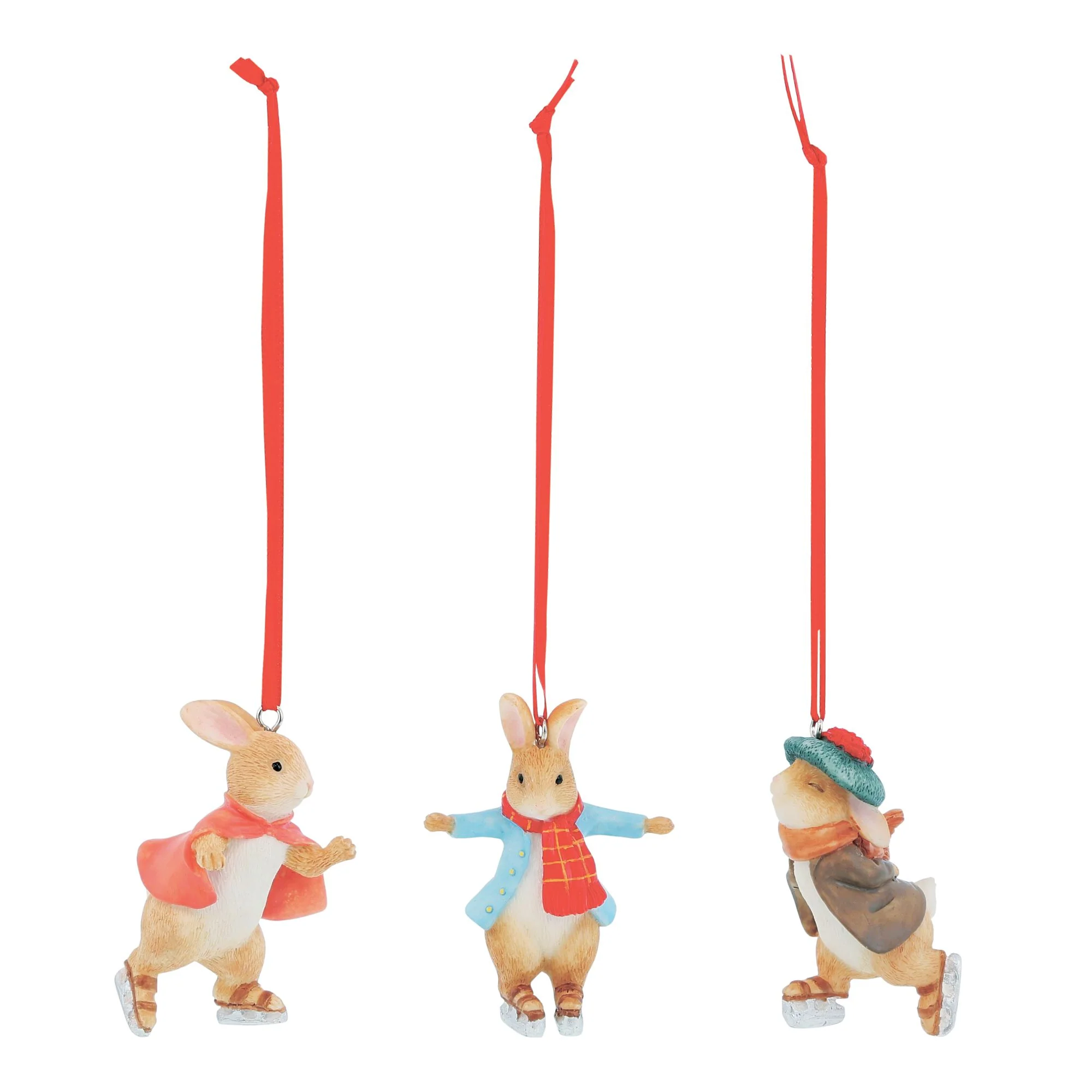 Peter, Benjamin and Flopsy Skating Hanging Ornaments Set