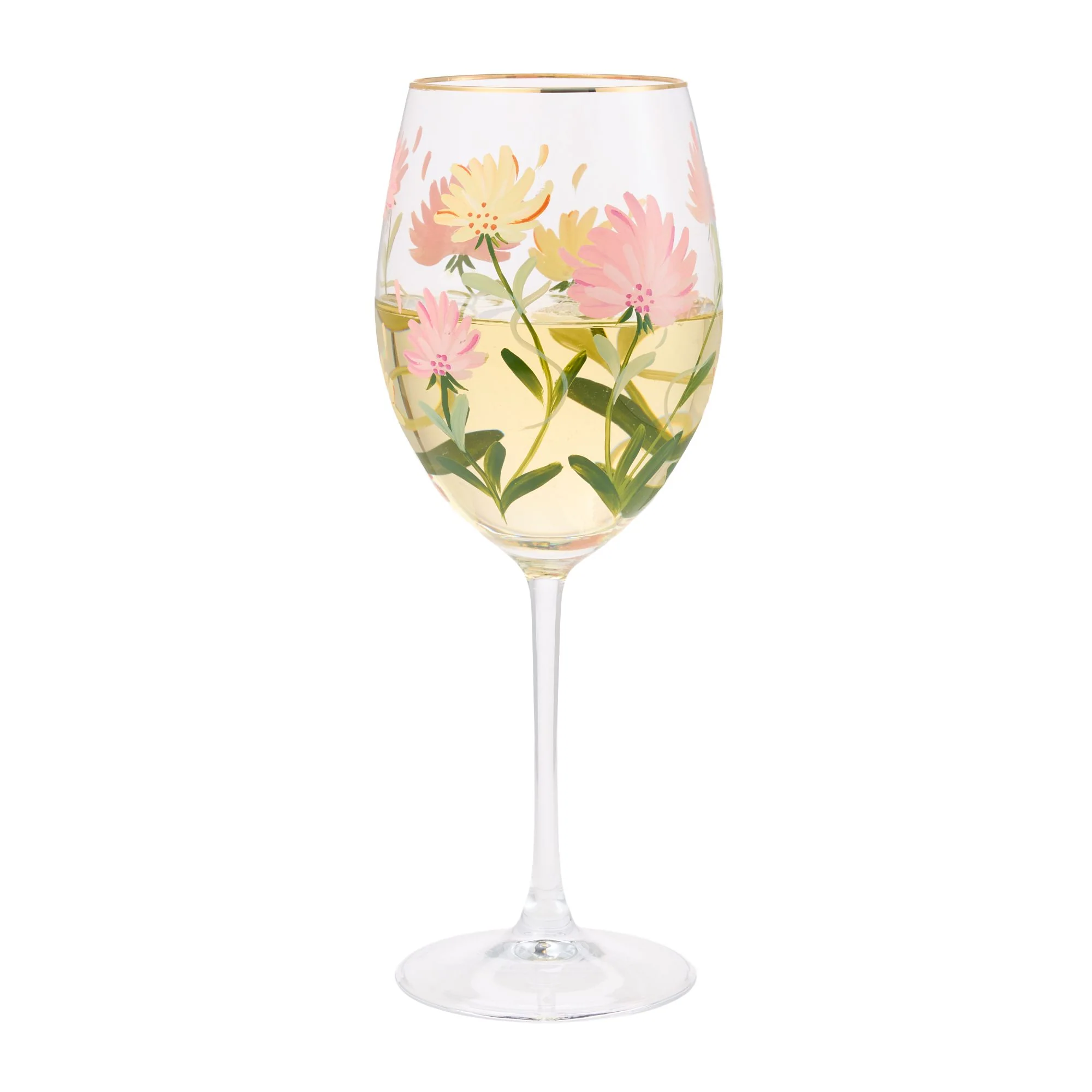 Pink Flower Wine Glass - Image 3