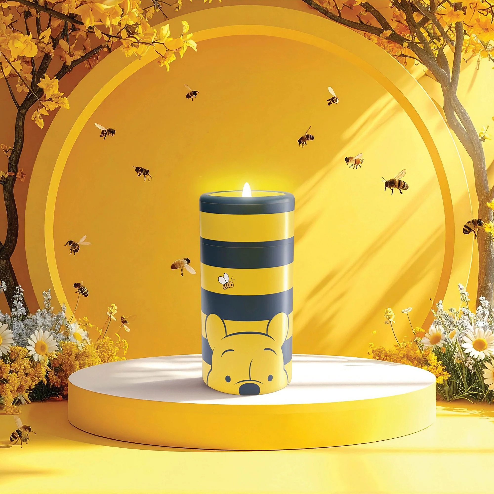 Pooh Black & Yellow Stripe LED Candle - Image 2