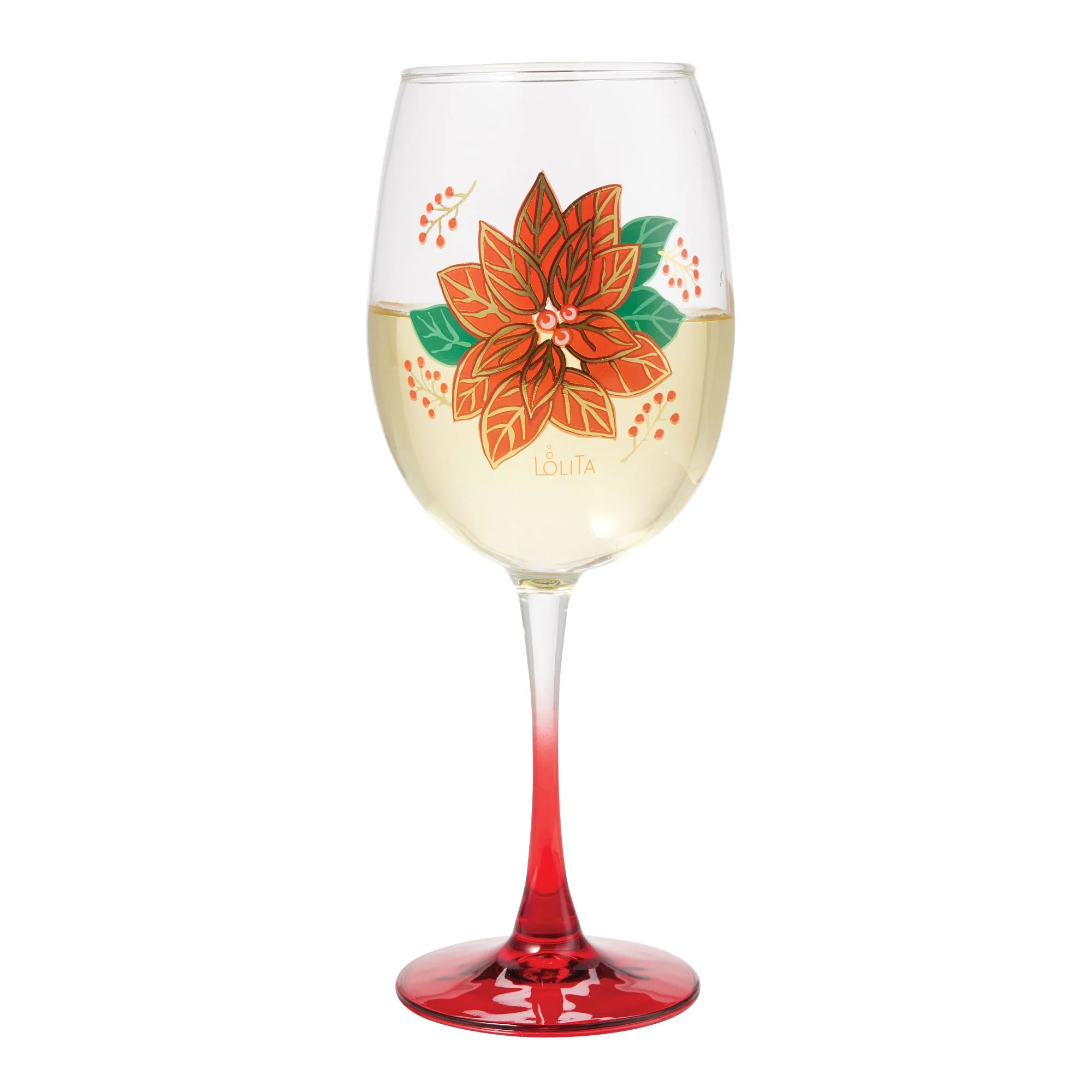 Pretty as a Poinsettia Wine Glass - Image 2