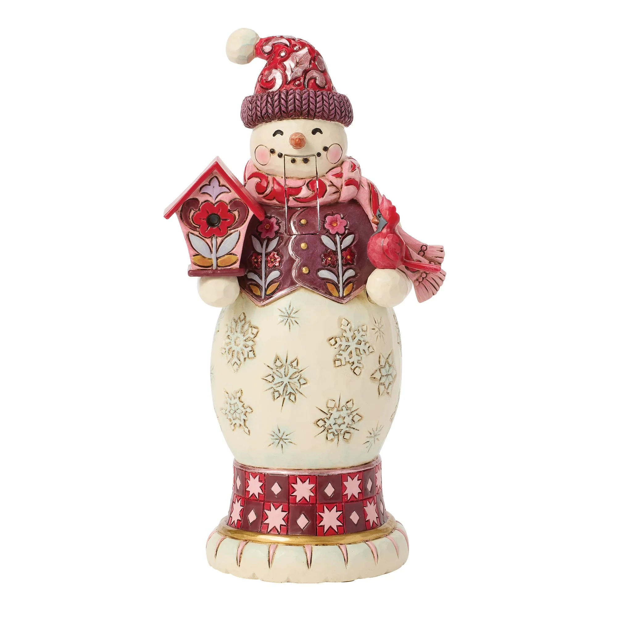 Red & Pink Snowman Nutcracker Figurine