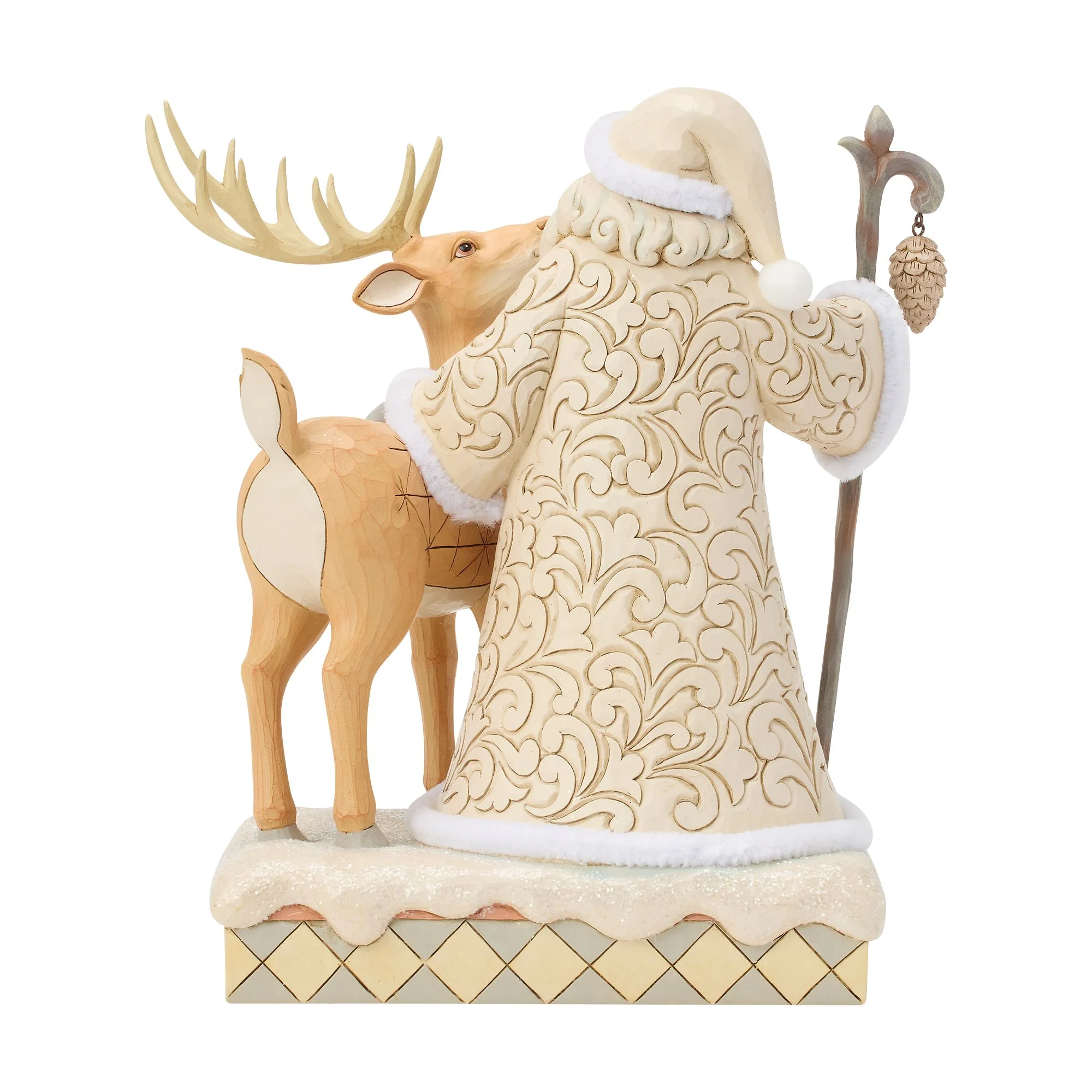 White Woodland Santa with a Buck Figurine - Image 3